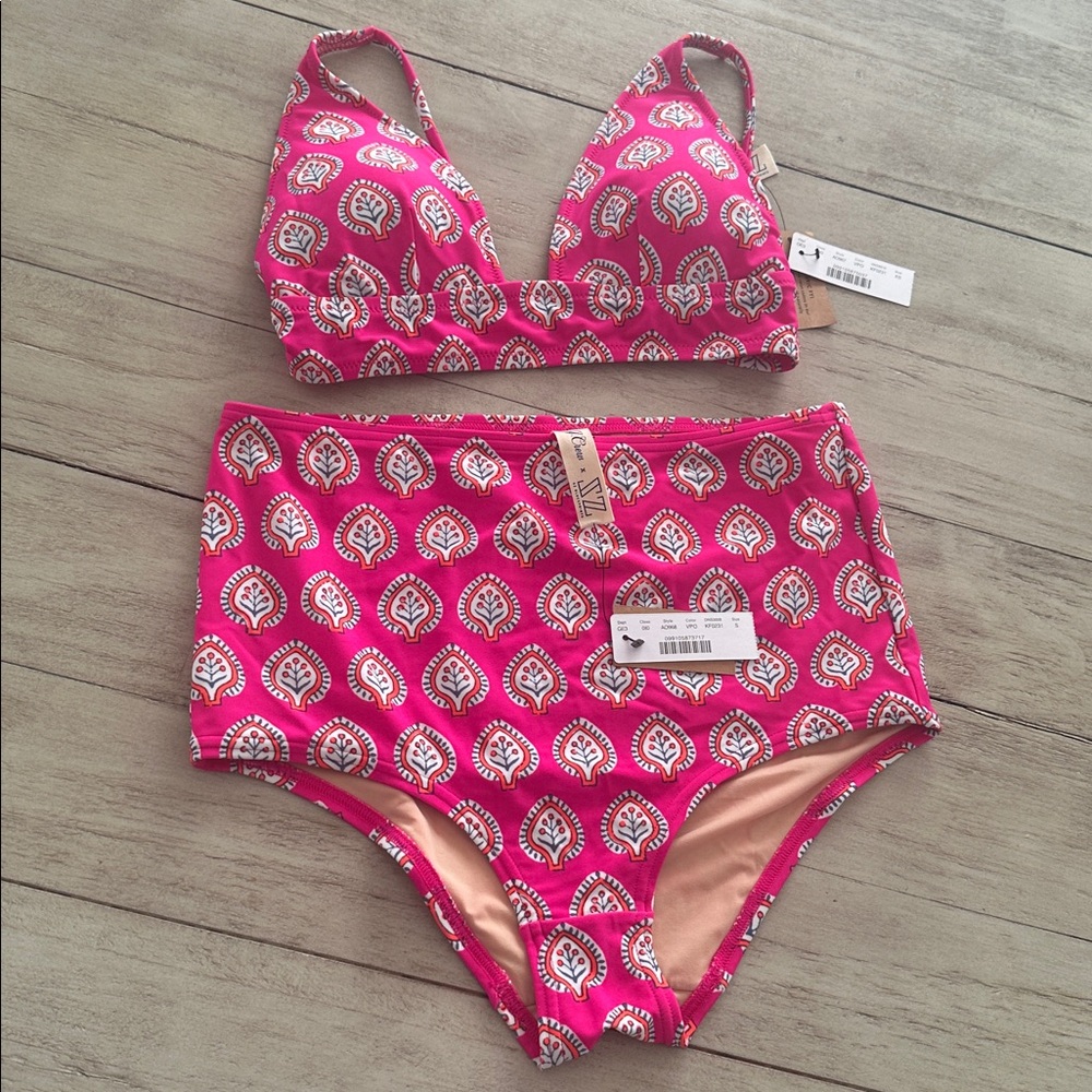 SZ Blockprints™ X J.Crew deep-V french top /high-waisted bottom in Bagru print